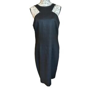 NWT Lauren Ralph Lauren Black Summer Linen Dress Size 12 Classic Workwear Preppy